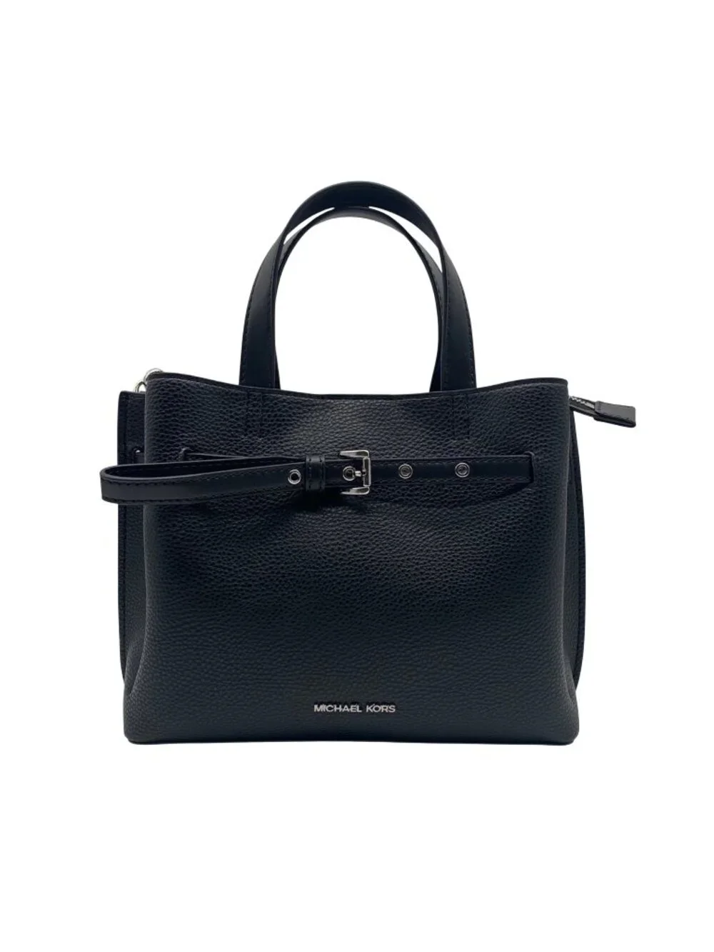 Michael Kors Black Emilia Small Pebbled Leather Satchel Bag